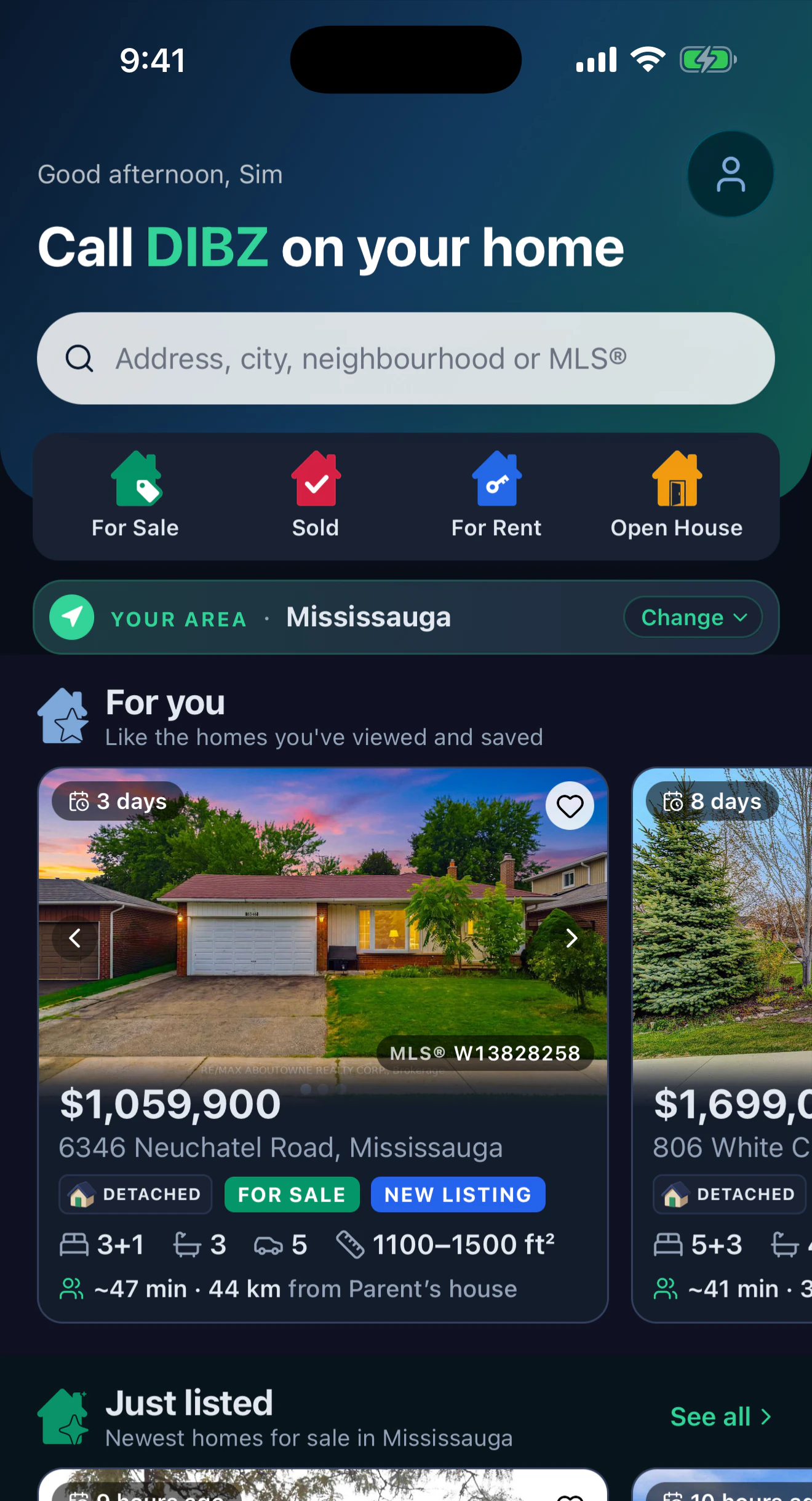 The home feed in dark mode