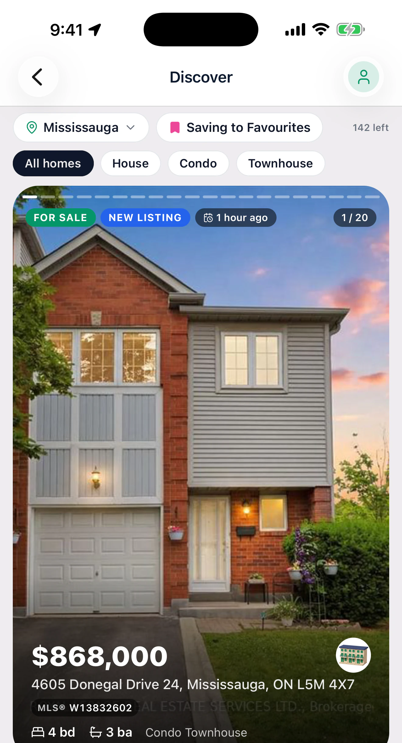 Discover: swipe through new listings
