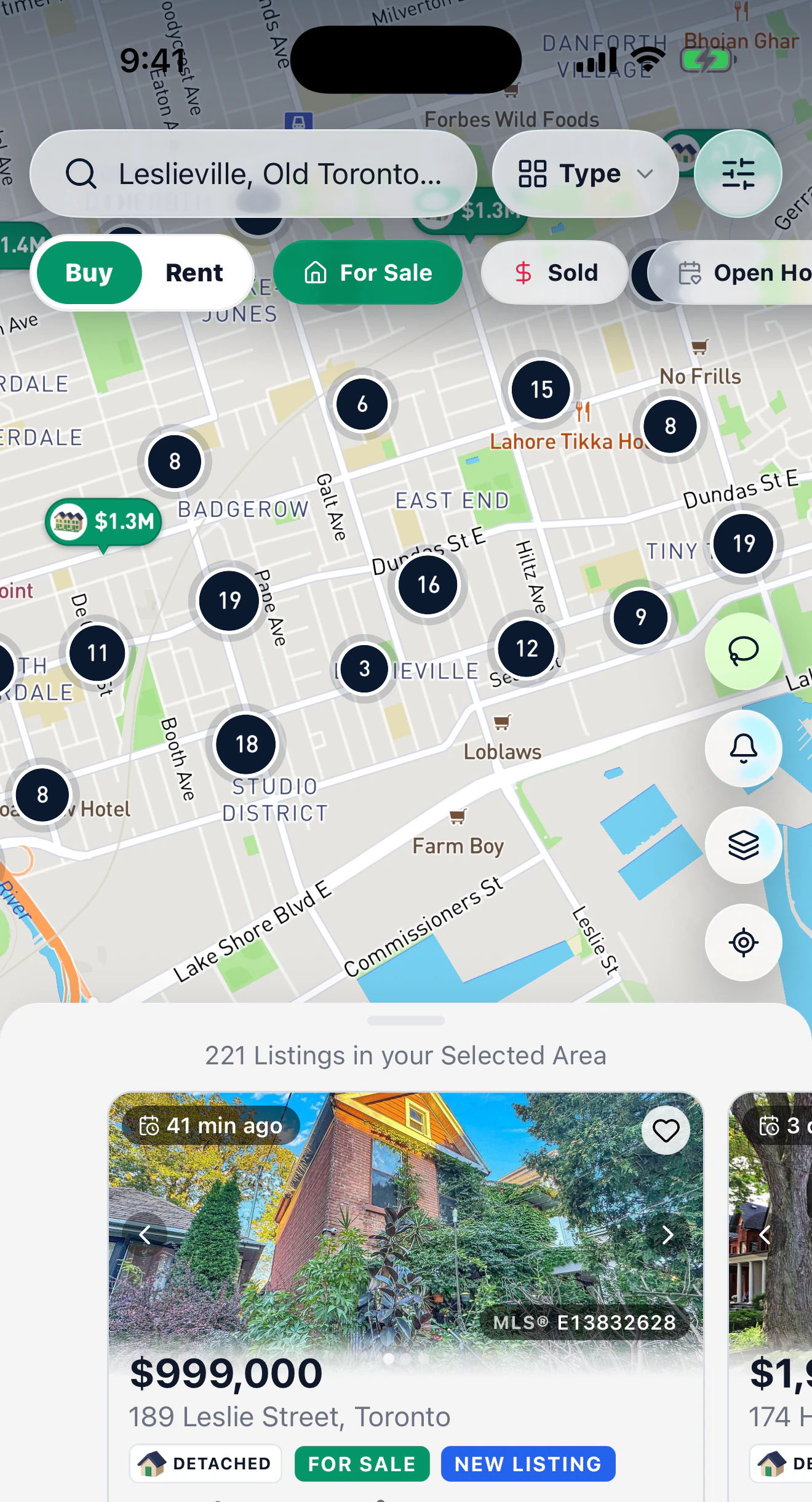 The map outlining a neighbourhood with only the homes inside it